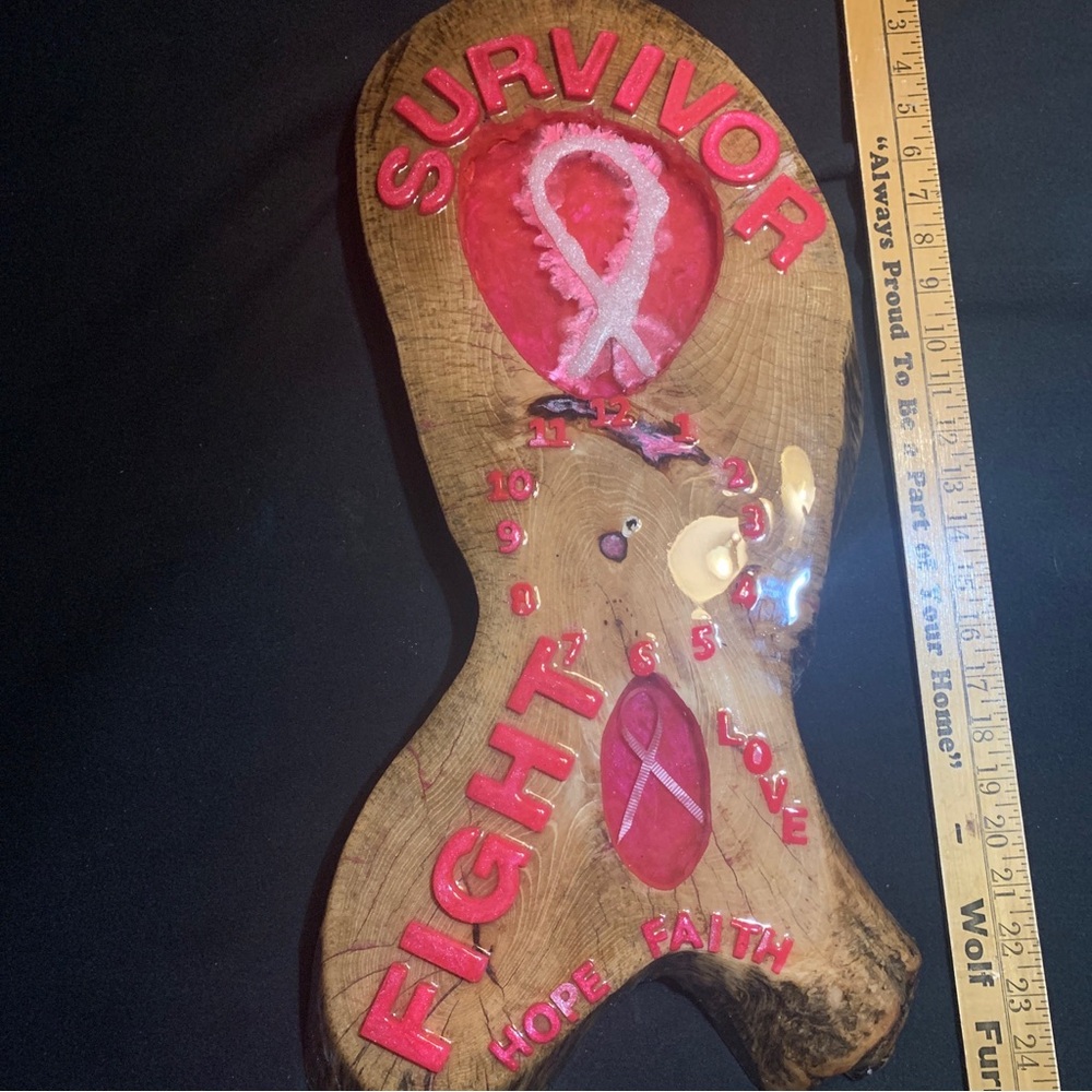 Handcrafted Wooden Breast Cancer Survivor Plaque